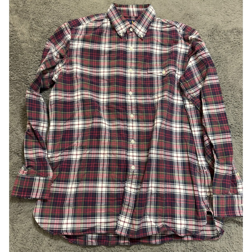 Ralph Lauren Plaid Shirt Mens L Tartan Plaid Button Down Chest Pocket Preppy